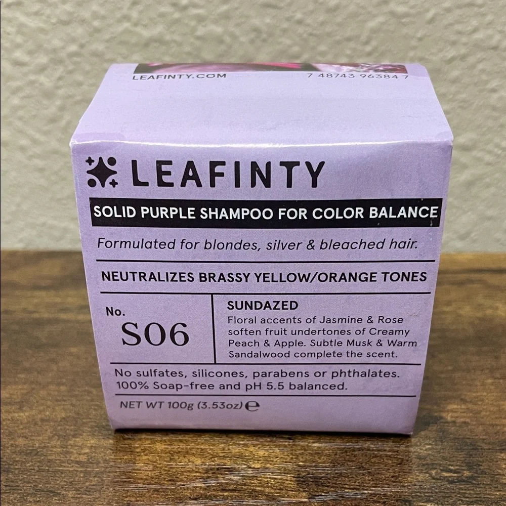 Leafinity Purple Shampoo Bar Formula S06 Color Balancing Vegan